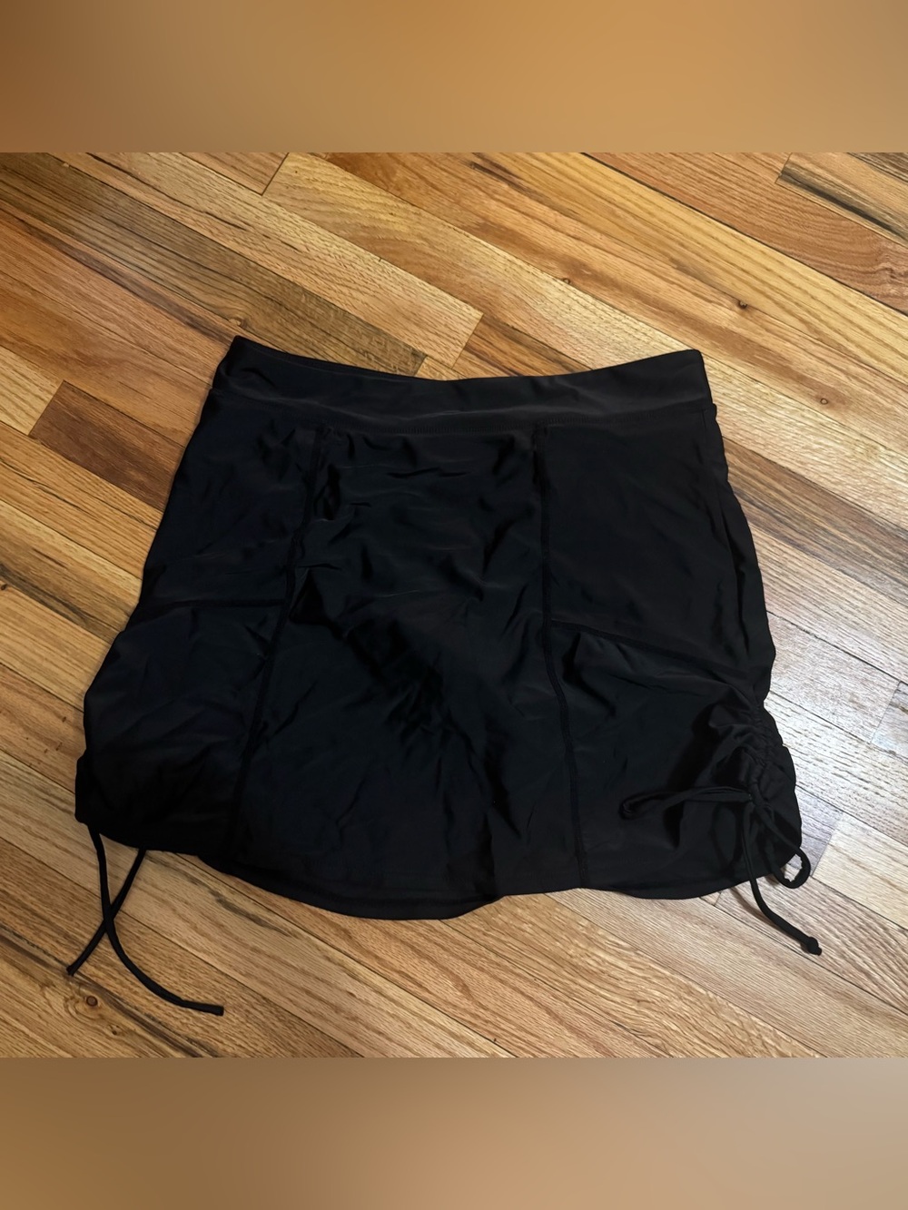 Black Women's Drawstring Swim Skirt